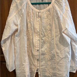 J. Jill Cream Embroidered Blouse